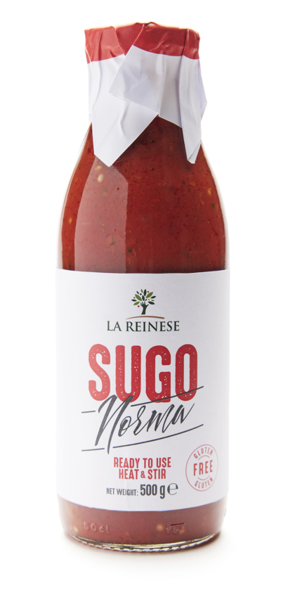 sugo con pomodori italiani e melanzane fritte